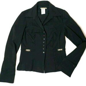 Vertigo Women's Black Blazer Jacket Size Small button front flare sleeves
